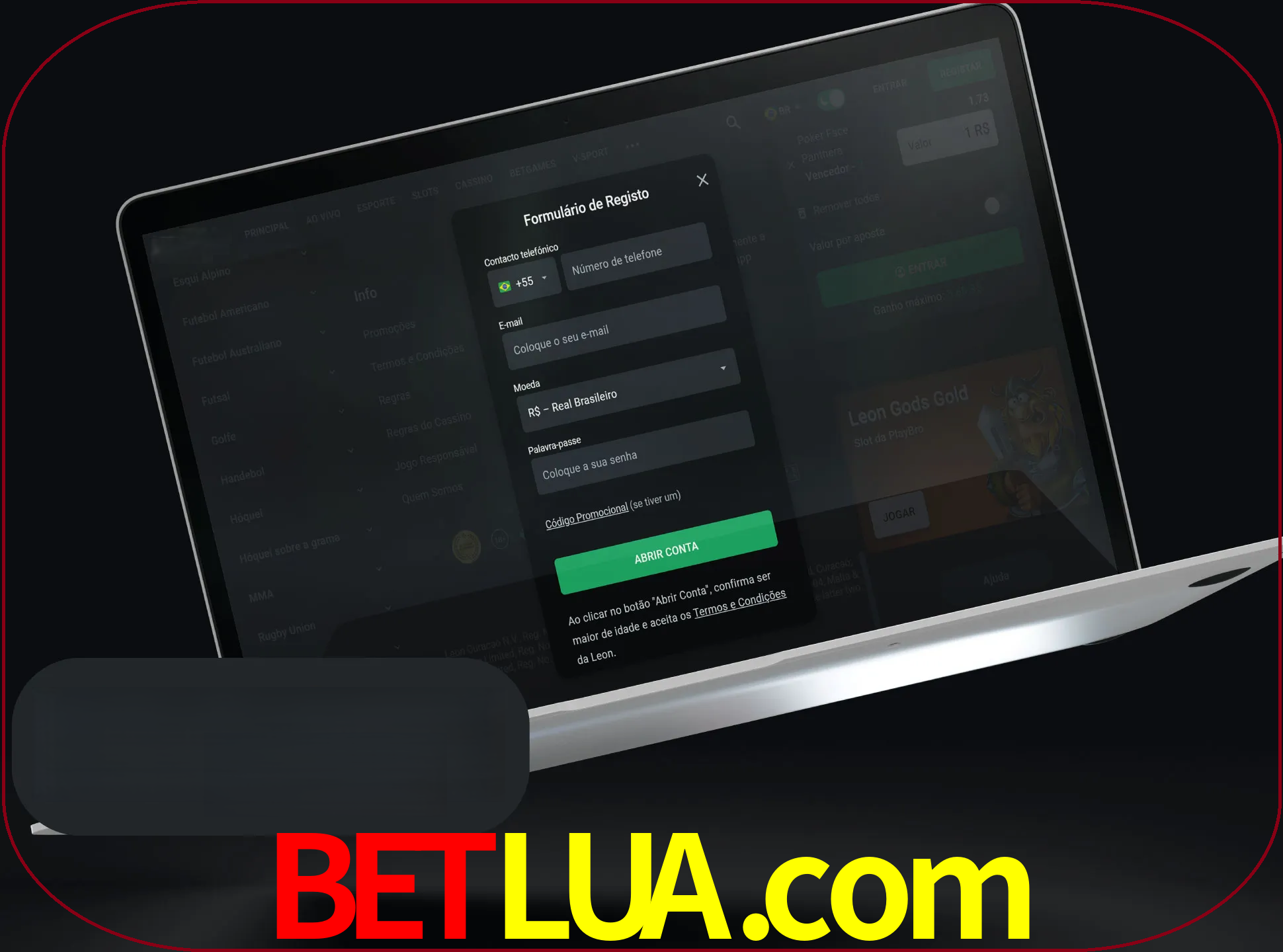 Abra o site da LeonBet e crie sua própria conta.